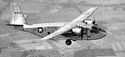 A YC-122 in flight