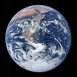 The Blue Marble photograph taken on December 7, 1972, during Apollo 17. "We went to explore the Moon, and in fact discovered the Earth." —Eugene Cernan