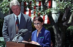 Ruth Bader Ginsburg accepting her nomination to the Supreme Court from President Clinton, 1993