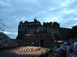 Royal Marines emerging from Edinburgh Castle during the military tattoo in 2005