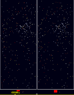 Animation of proper motion in 400,000 years—cross-eyed viewing (click for viewing guide)