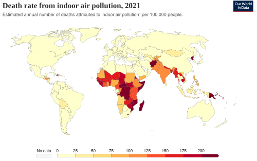 Death rate from indoor air pollution