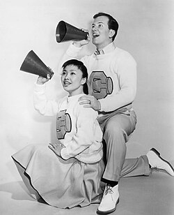 Pat Suzuki with Pat Boone during The Chevy Showroom Show in 1959.