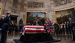 President George H. W. Bush lying in state in the United States Capitol rotunda on December 3, 2018