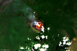 Satellite image of Nyiragongo's lava lake in July 2018