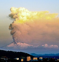 Llaima's 2008 eruption as viewed from Temuco
