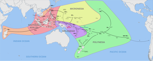 Map showing the migration of the Austronesian peoples