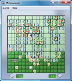 The "Flower Field" version of Minesweeper, developed by Oberon Media, shows a garden blooming when the game is lost. It is the default in specific distributions of Windows.