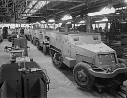 Production of M3 half-track armored cars in a converted Diebold Safe and Lock Company plant, 1941