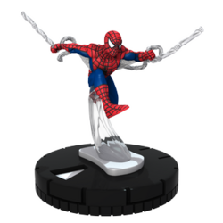 Spider-Man swinging through the air, attached to a black base.