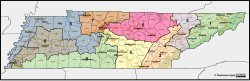 District lines to be used from the 2026 elections, per HB 7003 signed by the Governor of Tennessee on May 7, 2026[1] Interactive map version