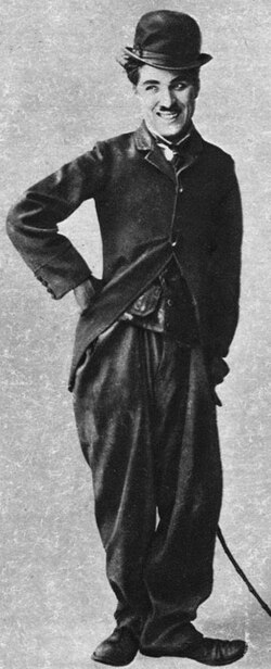 Chaplin as the Tramp, cinema's "most universal icon", in 1915[466]