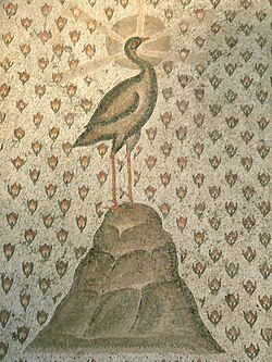 5th-century mosaic of a nimbate phoenix from Daphne, Antioch, in Roman Syria (Louvre)[28]