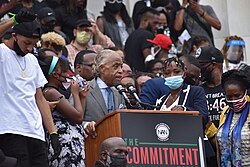 Reverend Al Sharpton speaking at the Commitment March: Get Your Knee Off Our Necks in August 2020