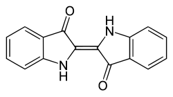 Chemical structure of indigo dye, the blue of blue jeans