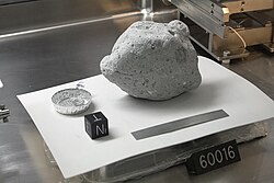 Lunar sample 60016 on display at Space Center Houston Lunar Samples Vault, at NASA's Johnson Space Center