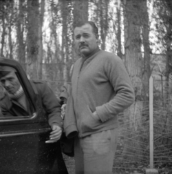 Hemingway visiting the Abraham Lincoln Brigade, December 1937