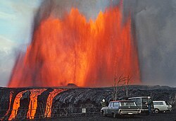 The Mauna Ulu eruption of 1969 generated a 300-metre (1,000 ft)-high lava fountain