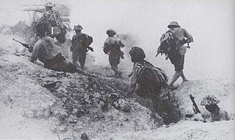 Viet Minh soldiers launching an assault during the battle