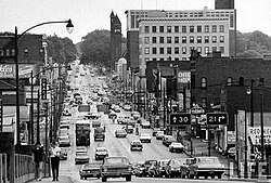 Lincoln Highway (US-30) looking east into downtown Massillon, 1966