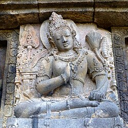 A fine sculpture of Lokapala deity on Shiva temple, Prambanan
