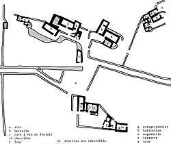 Pierre Viala’s “Village des Bories”. The edifices drawn in dotted lines are those that appear to be missing from the 1809 land register.
