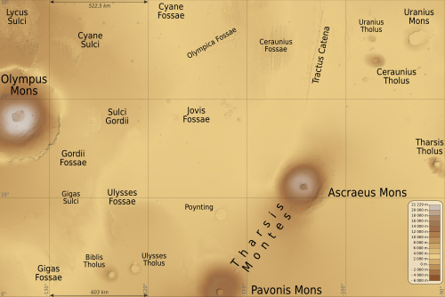 Map of Tharsis quadrangle.