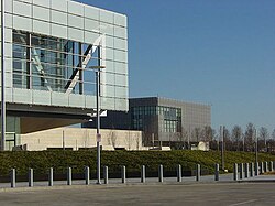The archives building (in the background) contains by far the greatest amount of records for a president.