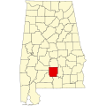 Map of Alabama highlighting Butler County