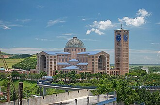 The Marian Basilica of Our Lady of Aparecida, Brazil, the largest church in the Americas[178]