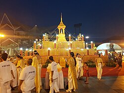 The people celebrate ritual of Vesak Day (Visakha Bucha Day) at Huamark Indoor Stadium in Bangkok, Thailand.