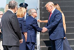 DeWine greeting President Donald Trump in 2019