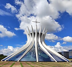 The Cathedral of Brasilia in Brazil takes a modernist form
