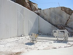Diamond-wire saw in use for quarrying marble
