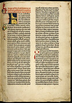 First page of the first volume: the epistle of St Jerome to Paulinus from the University of Texas copy. The page has 40 lines.