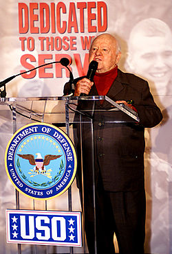 Actor Mickey Rooney, a World War II Bronze Star recipient, honoring the USO in 2000