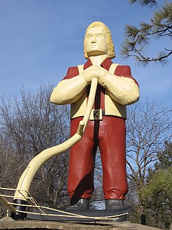 Statue of Johnny Kaw in Manhattan, Kansas
