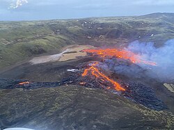 A volcanic fissure eruption on Fagradalsfjall, Iceland, 2021