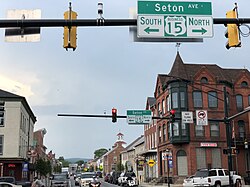 Signage for US 15 Bus. at MD 140 in Emmittsburg