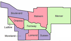 A map of the neighborhoods in Shaker Heights