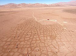 Patterned ground in the form of soil polygons located in the hyper-arid Atacama Desert[2]