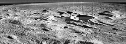 Oblique view of Imbrium Sculpture, with the crater Ukert right of center