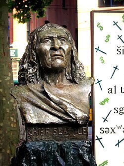 Chief Seattle's bust in the city of Seattle