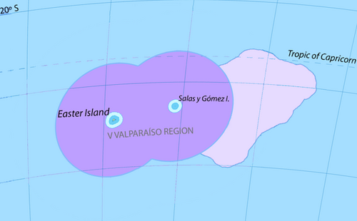 Easter Island or Rapa Nui and Salas y Gómez Island, Chile, its territorial waters and extended continental shelf.[15] Exclusive Economic Zone and Continental Shelf Extended Continental Shelf