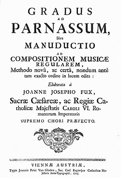 Gradus ad Parnassum (1725) by Johann Joseph Fux defines the modern system of teaching counterpoint