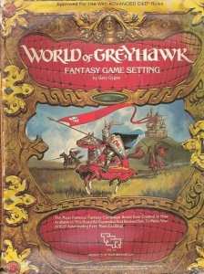 The box cover for World of Greyhawk Fantasy Game Setting boxed set (TSR, 1983).