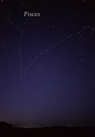 The constellation Pisces as it can be seen by naked eye