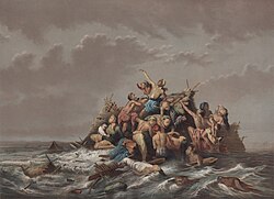 People seeking refuge from flood in Java, c. 1865–1876