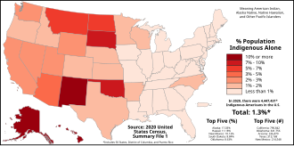 Proportion of Indigenous Americans (including Native Hawaiians) in each U.S. state, Washington, D.C., and Puerto Rico as of the 2020 U.S. census