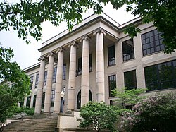 Front of Merrill Hall, completed in 1913 as the first building on campus